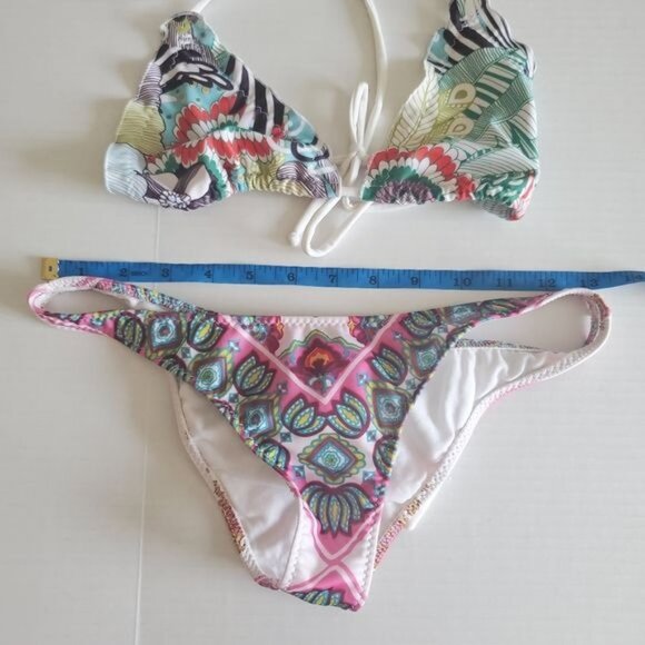 BIANCA COLETTI Bikini 2 Piece Small Floral Halter Bow Triangle Straps‎ Cheeky - Picture 4 of 11